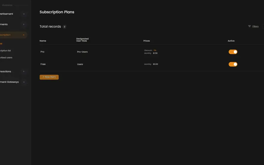 Subscription plans